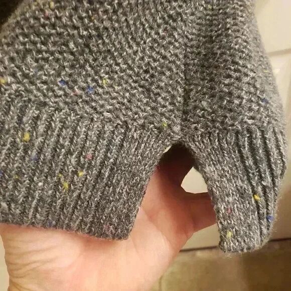 LANDS' END Women's Navy/Gray Cotton Blend Long-Sleeve Pullover - Picture 3 of 10